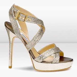 Jimmy Choo 36.5 36 Platform Gold Heel
